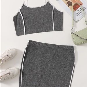 Plus Contrast Piping Cami Top With Skirt
